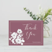 紫と白のかわいらしフローラカスタムウェディング サンキューカード (スタンド正面)