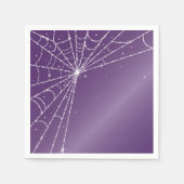 紫と白のきらめくダイヤモンドスパイダーウェブ スタンダードカクテルナプキン (正面)