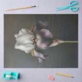 紫と白のアイリスの植物絵を描の切り離 薄葉紙 (クラフト)