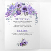 紫と白のアネモネス、紫のライラックフローラ 三つ折り招待状 (内部最初)