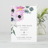 紫と白のアネモネQRコード結婚ズ セーブザデート (スタンド正面)