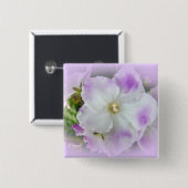 紫と白のアファンシーフリカのスミレ 缶バッジ (正面&裏面)