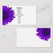 紫と白のアポップ・アートのートヒマワリ 名刺 (正面/裏面)