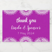 紫と白のアート結婚デコ スパークリングワインラベル (シングルラベル)