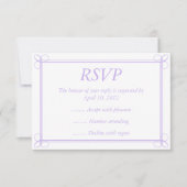 紫と白のイベントの返信、RSVPまたは返信カード 出欠カード (正面)