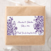 紫と白のエレガントなウェディングワインウォーターラベル ラベル (インサイチュ)