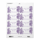 紫と白のエレガントなウェディングワインウォーターラベル ラベル (フルシート)