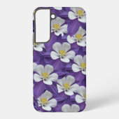 紫と白のオダマキの花柄 SAMSUNG GALAXYケース (裏面)