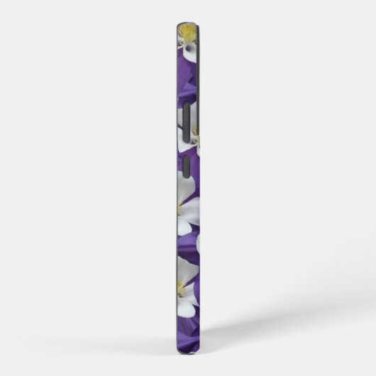 紫と白のオダマキ(植物)花柄 SAMSUNG GALAXYケース (右側面)