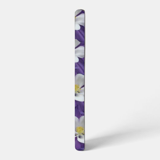 紫と白のオダマキ(植物)花柄 SAMSUNG GALAXYケース (左側面)