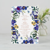 紫と白のオーキッドウォーターカラーフローラ結婚ズ 箔招待状 (立ち正面)