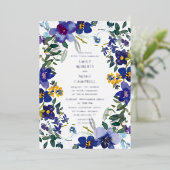 紫と白のオーキッドウォーターカラーフローラ結婚ズ 箔招待状 (立ち正面)