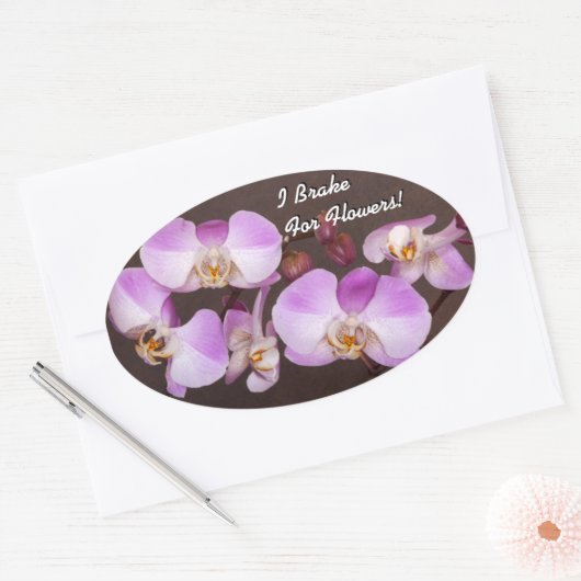 紫と白のオーキッドクローズアップ写真 楕円形シール (封筒)