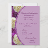 紫と白のカーネーション結婚のフォト招待状 招待状 (裏面)