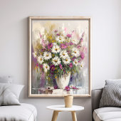 紫と白のガッシュの絵を描デイジー ポスター