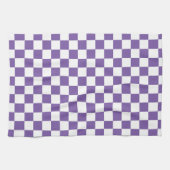 紫と白のキッ市松模様にチンタオル キッチンタオル (横)
