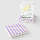 紫と白のキャンディストライプー ストーンコースター (横)