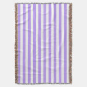 紫と白のキャンディストライプー スローブランケット (正面縦)