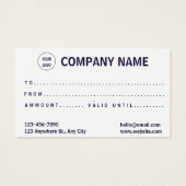 紫と白のギフトモダンカード (裏面)