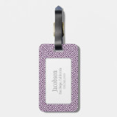紫と白のギリシャ語の鍵Monogram Lagageタグ ラゲッジタグ (裏面縦)