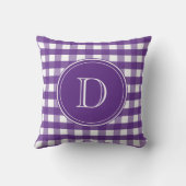 紫と白のギンガムモノグラム クッション (裏面)