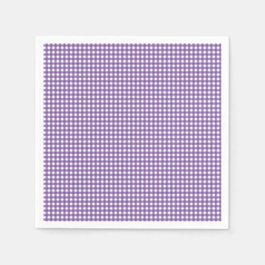 紫と白のギンガム スタンダードカクテルナプキン (正面)
