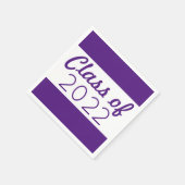 紫と白のクラスの卒業 スタンダードカクテルナプキン (角)