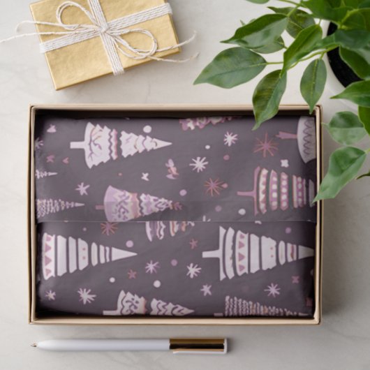 紫と白のクリスマスツリークリスマス 薄葉紙 (ギフト)