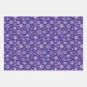 紫と白のクリスマスモチーフ ラッピングペーパーシート (正面3)