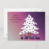 紫と白のクリスマス シーズンポストカード (正面/裏面)