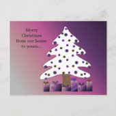 紫と白のクリスマス シーズンポストカード (正面)