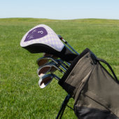 紫と白のクリームとイニシャルと番号 ゴルフヘッドカバー (インサイチュ)