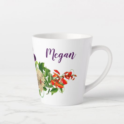 紫と白のクレアミッツフローララテマグカップ カフェラテマグ (右)