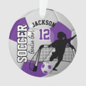 紫と白のサッカーのゴアリーの女の子 オーナメント (正面)