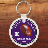 紫と白のサッカーキーホルダー、4つの文字ボックス キーホルダー (正面)