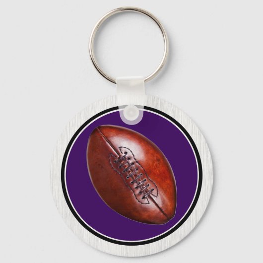 紫と白のサッカーキーホルダー、4つの文字ボックス キーホルダー (裏面)