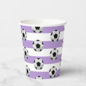 紫と白のサッカーストライプ紙カップ 紙コップ (左)