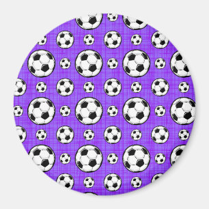紫と白のサッカーボールパターン マグネット