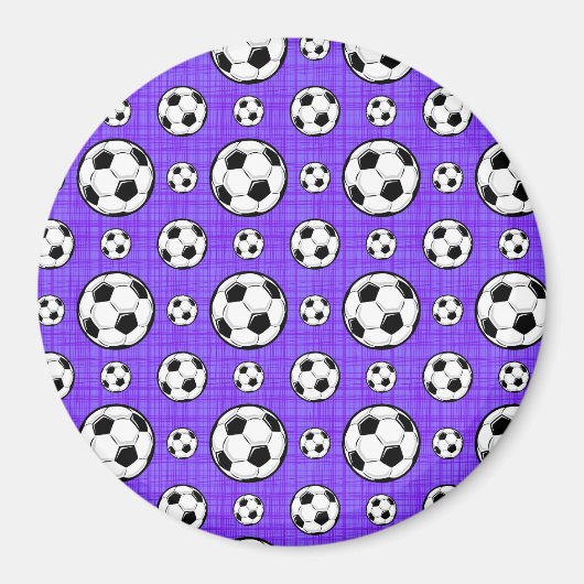 紫と白のサッカーボールパターン マグネット (正面)