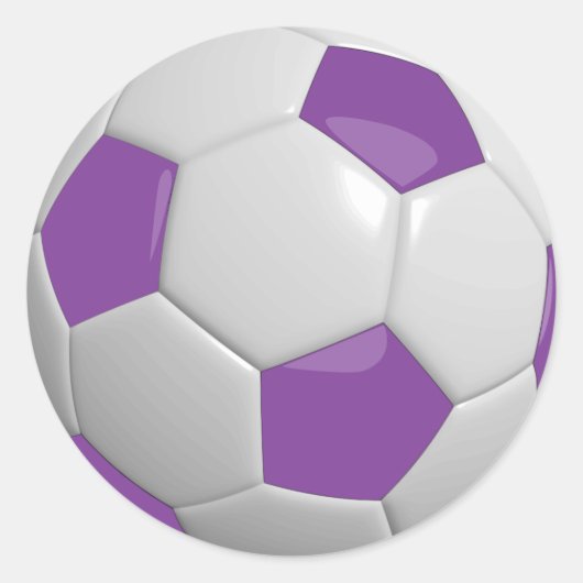 紫と白のサッカーボール ラウンドシール (正面)
