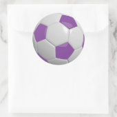 紫と白のサッカーボール ラウンドシール (バッグ)