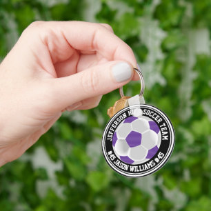 紫と白のサッカー⚽キーチェーン キーホルダー