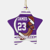 紫と白のサッカー セラミックオーナメント (右)