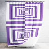 紫と白のジオメトリックパターモダンンデザイン シャワーカーテン