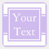 紫と白のステッカーまたはラベルとカスタム文字 スクエアシール (正面)