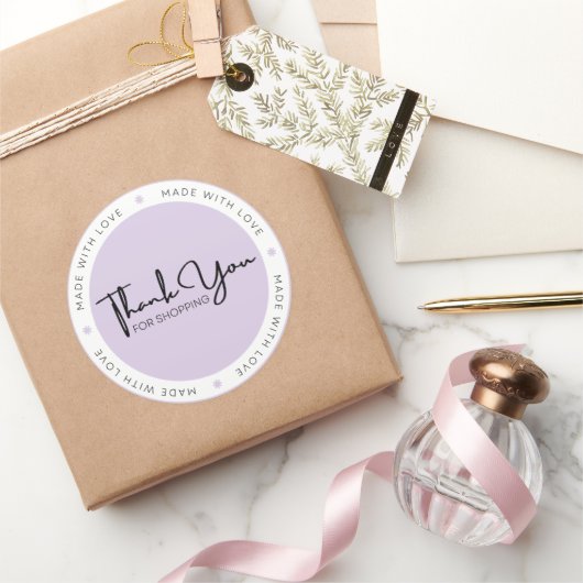 紫と白のステッモダンカー ラウンドシール (ギフト)