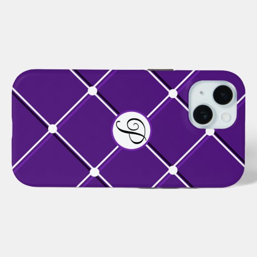 紫と白のストライプのデザインファンシーPイニシャル Case-Mate iPhoneケース (裏面 (横))