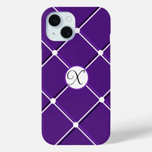 紫と白のストライプのデザインファンシーXイニシャル Case-Mate iPhoneケース (裏面)