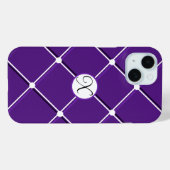 紫と白のストライプのデザインファンシーXイニシャル Case-Mate iPhoneケース (裏面 (横))