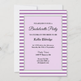 紫と白のストライプのフレーム付きバチェロレッテパーティー 招待状